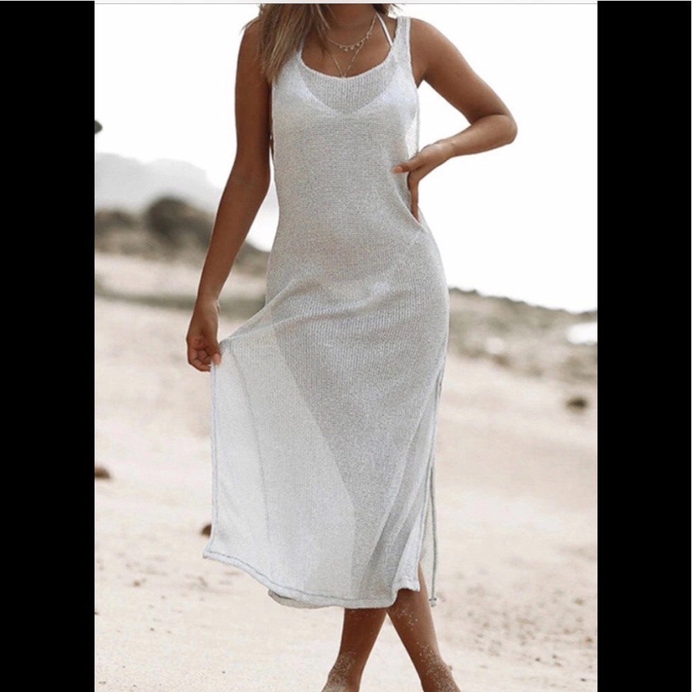 White Knit Beach Cover Up